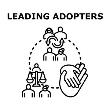 Leading adopters concept with group collaboration and support system Stock Illustration
