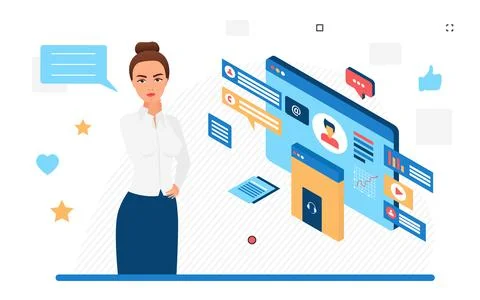 Leading and managing practice remote working employees Stock Illustration