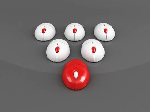 Leading computer mouse over grey background Stock Illustration