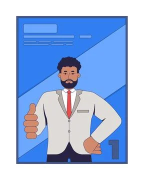 Leading election candidate profile with approval gesture 2D cartoon character Illustrazione stock