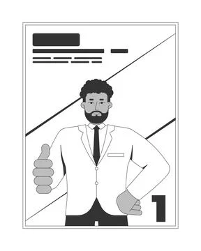 Leading election candidate profile with approval gesture line art character Illustrazione stock
