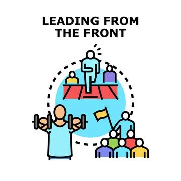 Leading front showing example training team working out Ilustración de archivo