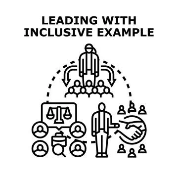 Leading with inclusive example in business team management Stock Illustration
