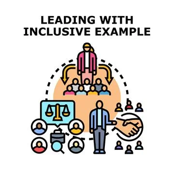 Leading with inclusive example in business team management Stock Illustration