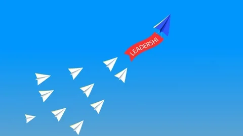 Leading Paper Plane with White Planes Background Stock Footage 316629918