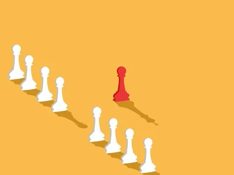 Leading pawn with the shadow of the chess king Stock Illustration