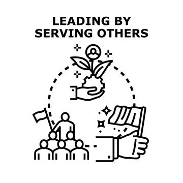 Leading by serving others concept vector illustration Stock Illustration