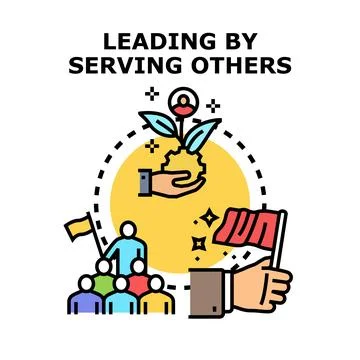 Leading by serving others concept vector illustration Stock Illustration