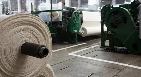 Leading textile factory showcasing a captivating image of rolls in the Stock Photos