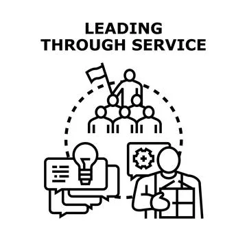 Leading through service concept developing strategy Stock Illustration