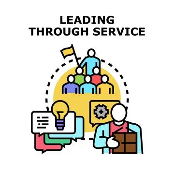Leading through service concept developing strategy Stock Illustration
