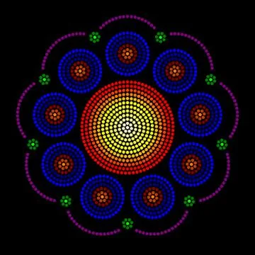Leadlight and rosette window radial dot patterns Stock Illustration