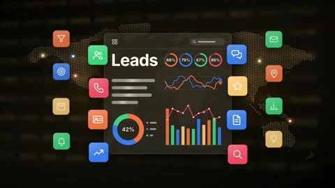 Leads Dashboard Ads Analytics Data Visualization Chart KPI Motion Graphics Stock Footage 345641954