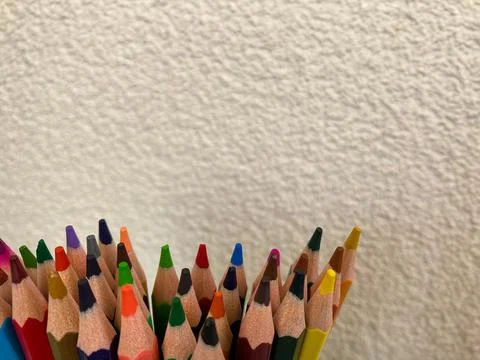 Leads of multi-colored pencils for drawing close-up. Stock Photos
