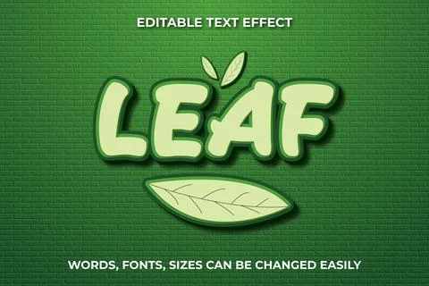 Leaf 3d editable text effect Illustrazione stock