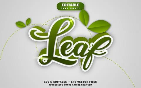 Leaf 3D Editable Text Effect Vector Design Stock Illustration