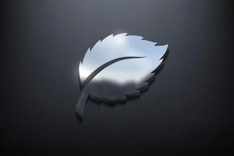 Leaf 3D Logo Design, Shiny Mockup Logo with Textured Wall. Realistic Vector.. Stock Illustration