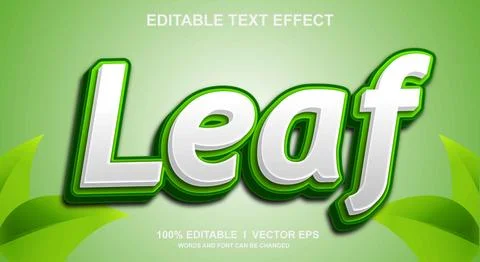 Leaf 3d vector text effect with modern style design Stock Illustration