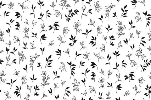 Leaf abstract seamless pattern exotic plant boundless wallpaper ink ornament Stock Illustration