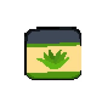 Leaf aloe vera cosmetic pixel art vector illustration Stock Illustration