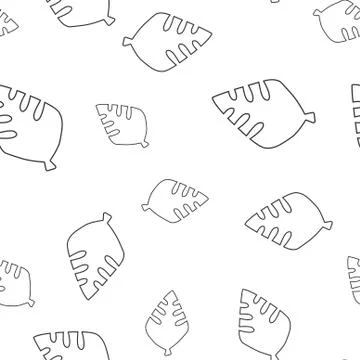 Leaf of an ancient tree contour seamless pattern Stock Illustration