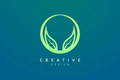 Leaf and circle combination logo design for spa, hotel, beauty, health, fashi Stock Illustration