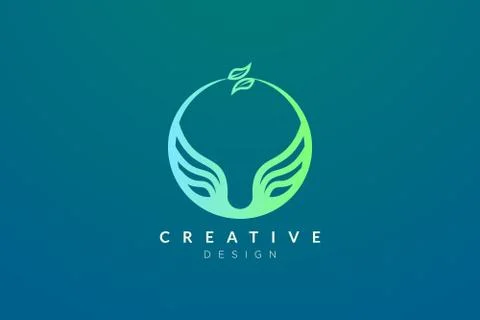 Leaf and circle combination logo design for spa, hotel, beauty, health, fashi Stock Illustration