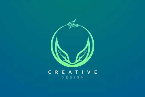 Leaf and circle combination logo design for spa, hotel, beauty, health, fashi Stock Illustration