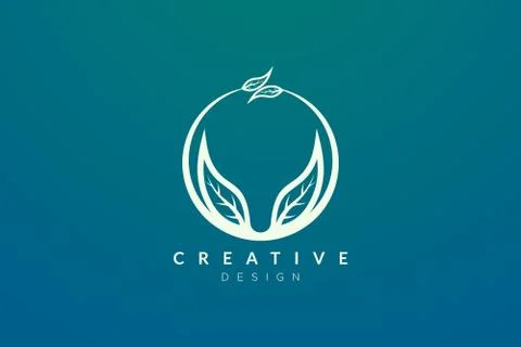 Leaf and circle combination logo design for spa, hotel, beauty, health, fashi Stock Illustration