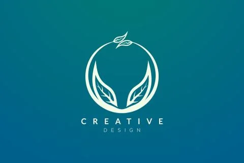 Leaf and circle combination logo design for spa, hotel, beauty, health, fashi Stock Illustration
