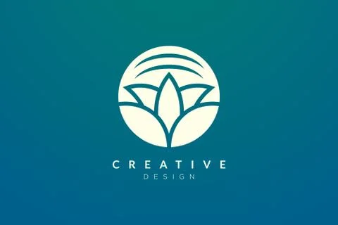Leaf and circle combination logo design for spa, hotel, beauty, health, fashi Stock Illustration