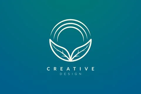 Leaf and circle combination logo design for spa, hotel, beauty, health, fashi Illustrazione stock