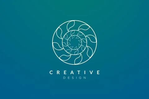 Leaf and circle combination logo design for spa, hotel, beauty, health, fashi Stock Illustration
