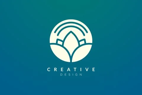 Leaf and circle combination logo design for spa, hotel, beauty, health, fashi Stock Illustration