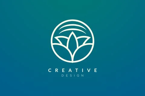 Leaf and circle combination logo design for spa, hotel, beauty, health, fashi Stock Illustration