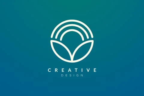 Leaf and circle combination logo design for spa, hotel, beauty, health, fashi Stock Illustration