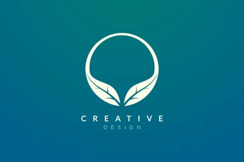 Leaf and circle combination logo design for spa, hotel, beauty, health, fashi Stock Illustration