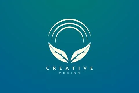 Leaf and circle combination logo design for spa, hotel, beauty, health, fashi Stockillustratie