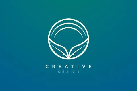 Leaf and circle combination logo design for spa, hotel, beauty, health, fashi Stock Illustration