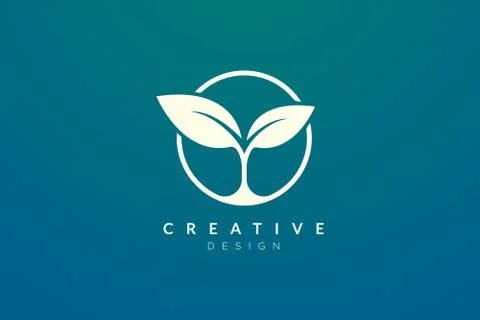 Leaf and circle combination logo design for spa, hotel, beauty, health, fashi Stock Illustration