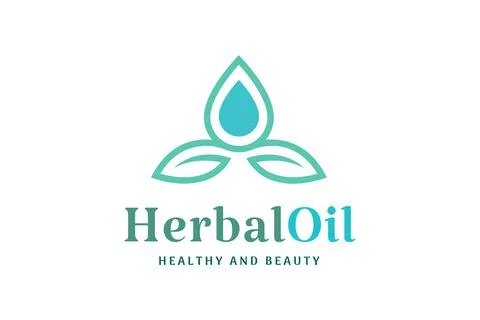 Leaf and droplet logo in simple and modern shape for beauty care and health Stock Illustration