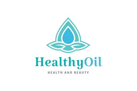 Leaf and droplet logo in simple and modern shape for beauty care and health Stock Illustration