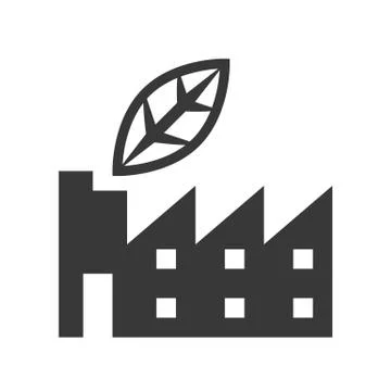 Leaf and factory, Flat icon of clean energy and save environmental concept イラスト素材