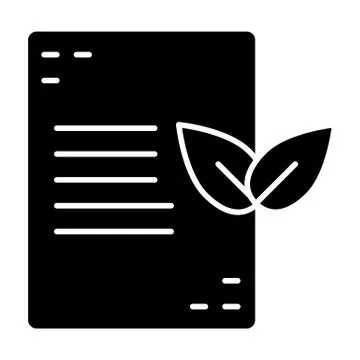 Leaf and file solid icon. Eco document vector illustration isolated on white Illustrazione stock