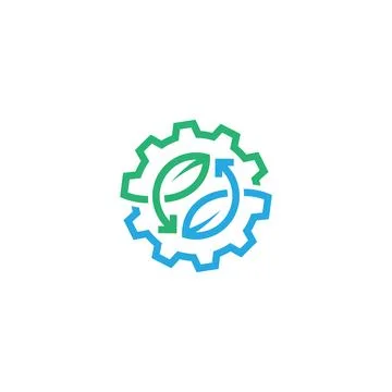 Leaf and gear vector logo design Stock Illustration
