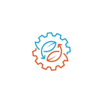 Leaf and gear vector logo design Stock Illustration