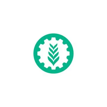 Leaf and gear vector logo design Illustrazione stock