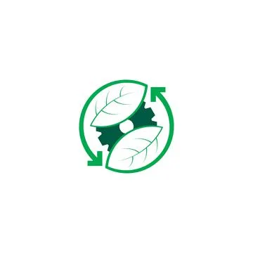 Leaf and gear vector logo design Stock Illustration