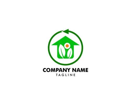 Leaf and Green House Logo Template Ilustración de archivo