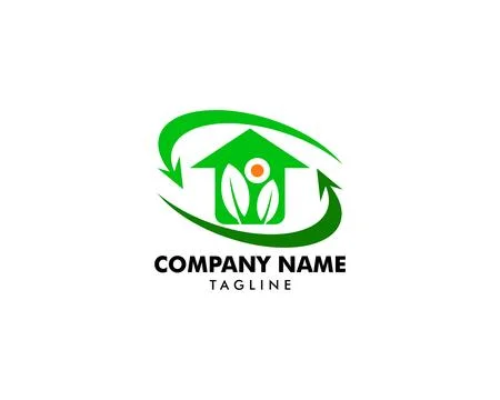 Leaf and Green House Logo Template Ilustración de archivo